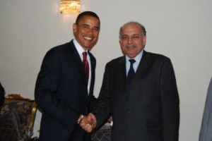 Thamir Ghadhban with a Senator Barack Obama during a July 2008 visit to Baghdad.