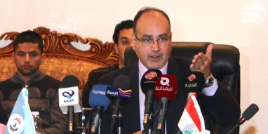 Alaa Mohie el-Deen, the head of Iraq's Extractive Industries Transparency Initiative, gives a press conference in February 2013. (STAFF/Iraq Oil Report)