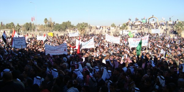 In a show of solidarity against sectarianism, Sunni and Shiite Muslims in the disputed city of Kirkuk joined together for Friday prayers on Jan. 4, 2013. (STAFF/Iraq Oil Report) Beyond the Headlines: Jan. 8, 2013