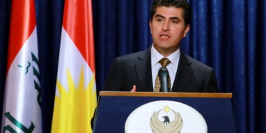 KRG Prime Minister Nechirvan Barzani at a press conference in Erbil on May 1, 2013, discussing his recent meeting with Iraqi Prime Minister Nouri al-Maliki. (SAFIN HAMED/AFP/Getty Images)