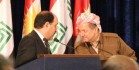 Iraqi Prime Minister Nouri al-Maliki (left) and KRG President Massoud Barzani before a press conference in Erbil on June 9, 2013. (PATRICK OSGOOD/Iraq Oil Report/Metrography)