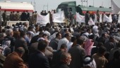 Protesters in Nassiriya, north of Basra, last month warn foreign oil companies that unrest in western Iraq could lead to targeting their interests in southern Iraq. (STAFF/Iraq Oil Report)